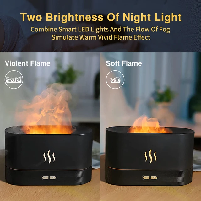 Flame Air Humidifier 200ml Aroma Diffusers With LED Night Light Essential Oil Ultrasonic Air Humidifie Silent Home Mist Diffuser 4