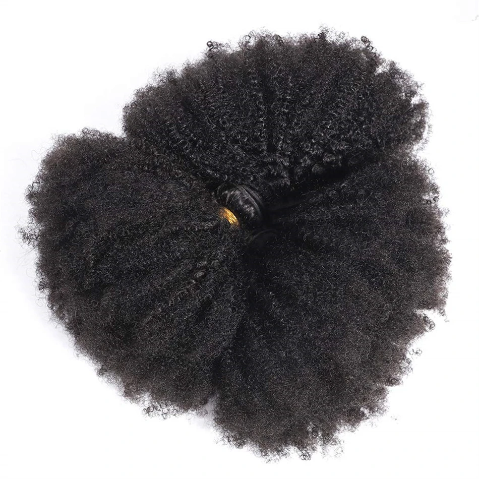 Mongolian Afro Kinky Curly Bundles Human Hair 8-20 Inch Bulk Human Hair Unprocessed Virgin Bundles for Women Natural Black