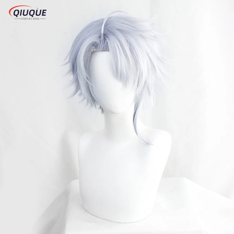 

Парик для косплея аниме синий высокого качества, короткие искусственные волосы, термостойкие синтетические аксессуары + шапочка для парика