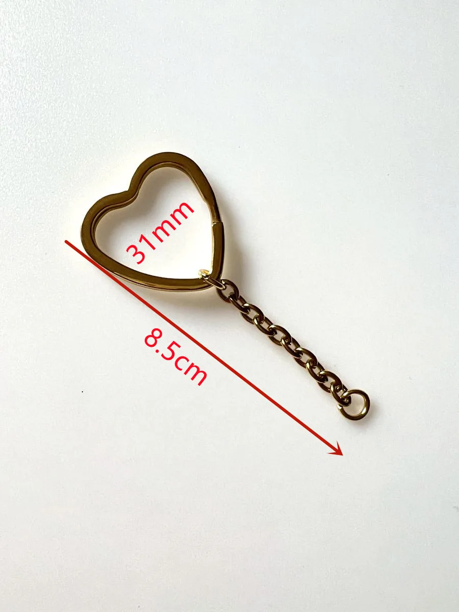 거울 광택 스테인레스 스틸 귀여운 하트 키 링, DIY 만들기 키 체인 용품 쥬얼리 파인딘, 4cm 익스텐더 포함, 30mm 20 개