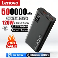 Lenovo 50000mAh 120w Super Fast Charging External Battery Ultra Capacity PowerBank Portable LED Digital Display For IPhone 1