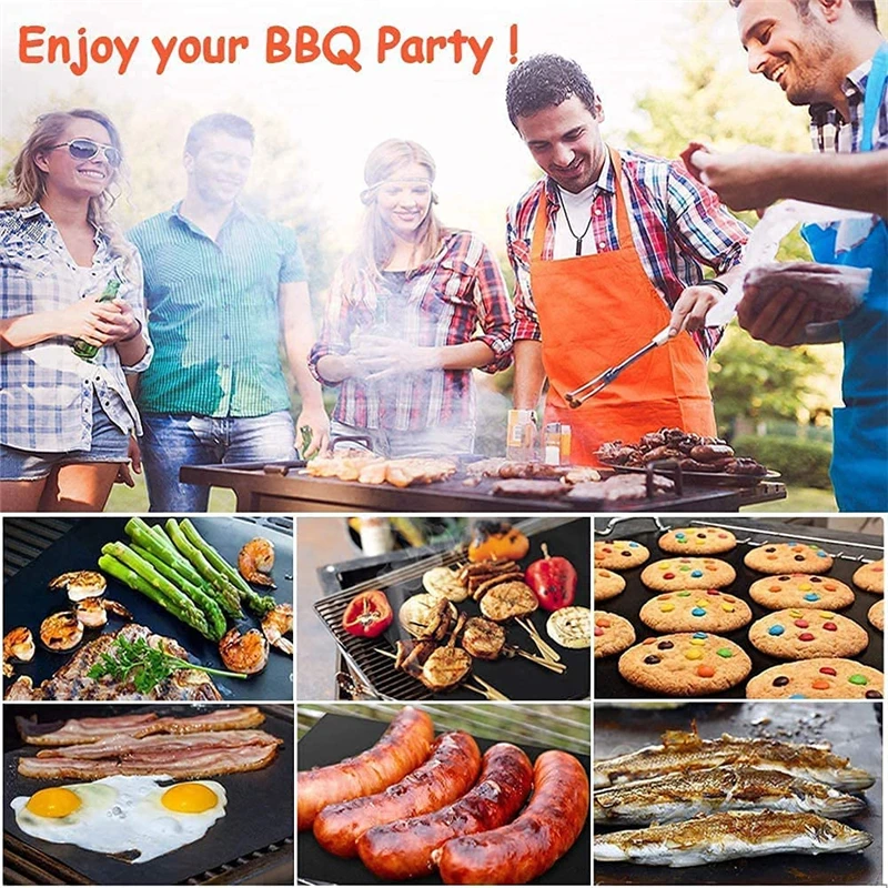 1/2pcs BBQ Grill Mat Non-stick Reusable Barbecue Baking Mats Pad Heat Resistance Grilling Sheet Liners Kitchen Cooking Oven Tool