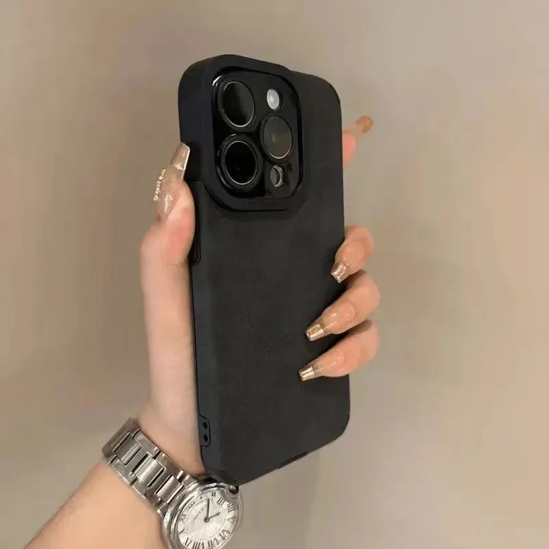 Luxury Matte Leather Silicone Phone Case For iPhone 17 16
