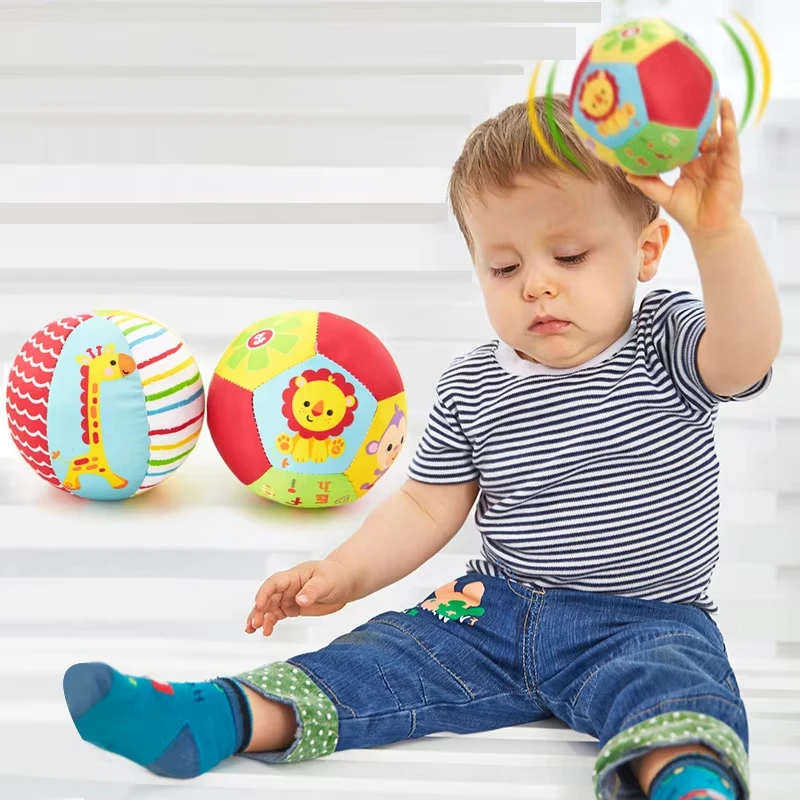 Rattles for Baby Toys 0 12 Months Soft Cloth Rattle Ball with Bell Teether Babies Grasp Training Educational Toys for Newborns - 2
