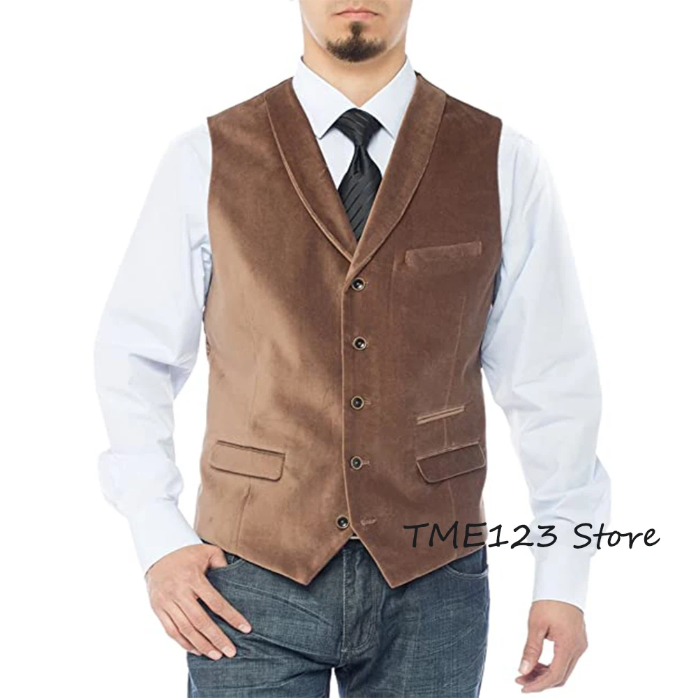Men's Suit Vest Single-breasted Velvet Vests Gentleman Punk Party Coat Sleeveless Jacket chaleco hombre