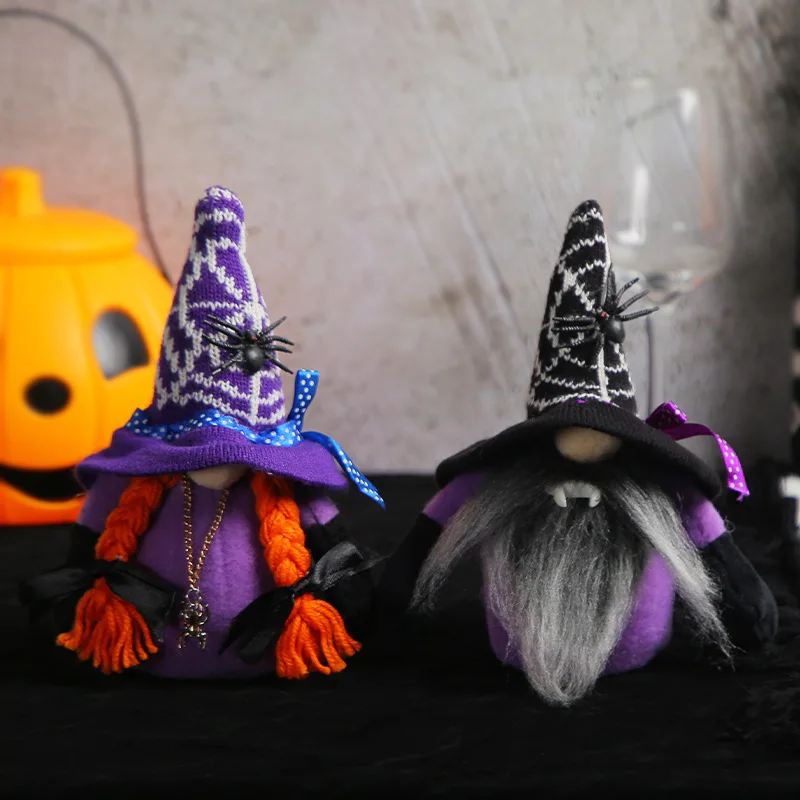 

2PCS Halloween Faceless Vampire Doll Ornaments Spider Bat Doll Party Dress Up Props Desktop Ornaments