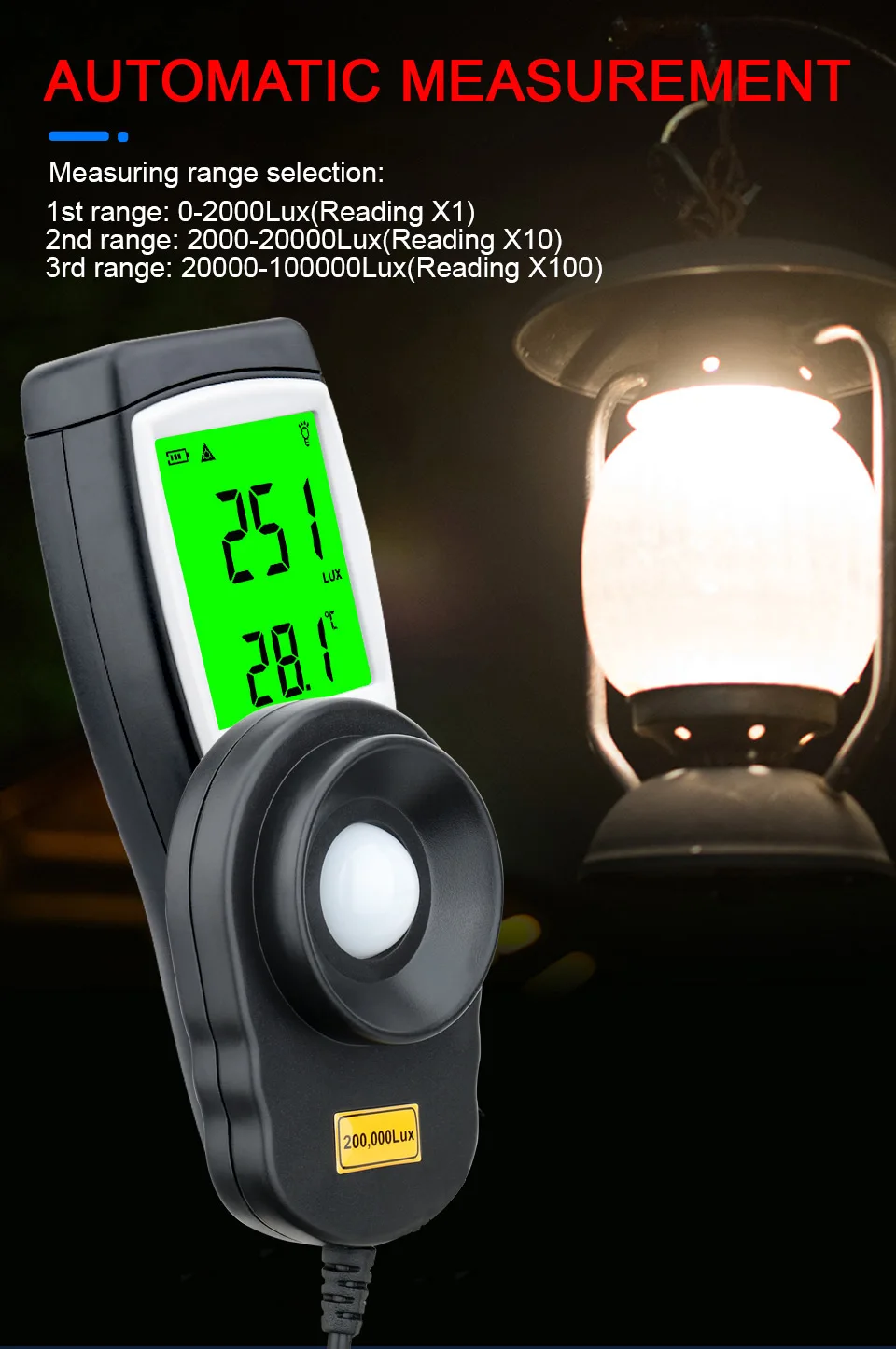 Smart Sensor AS823 Digital Lux Meter Light Meter Illuminance Flow Meter Light Me