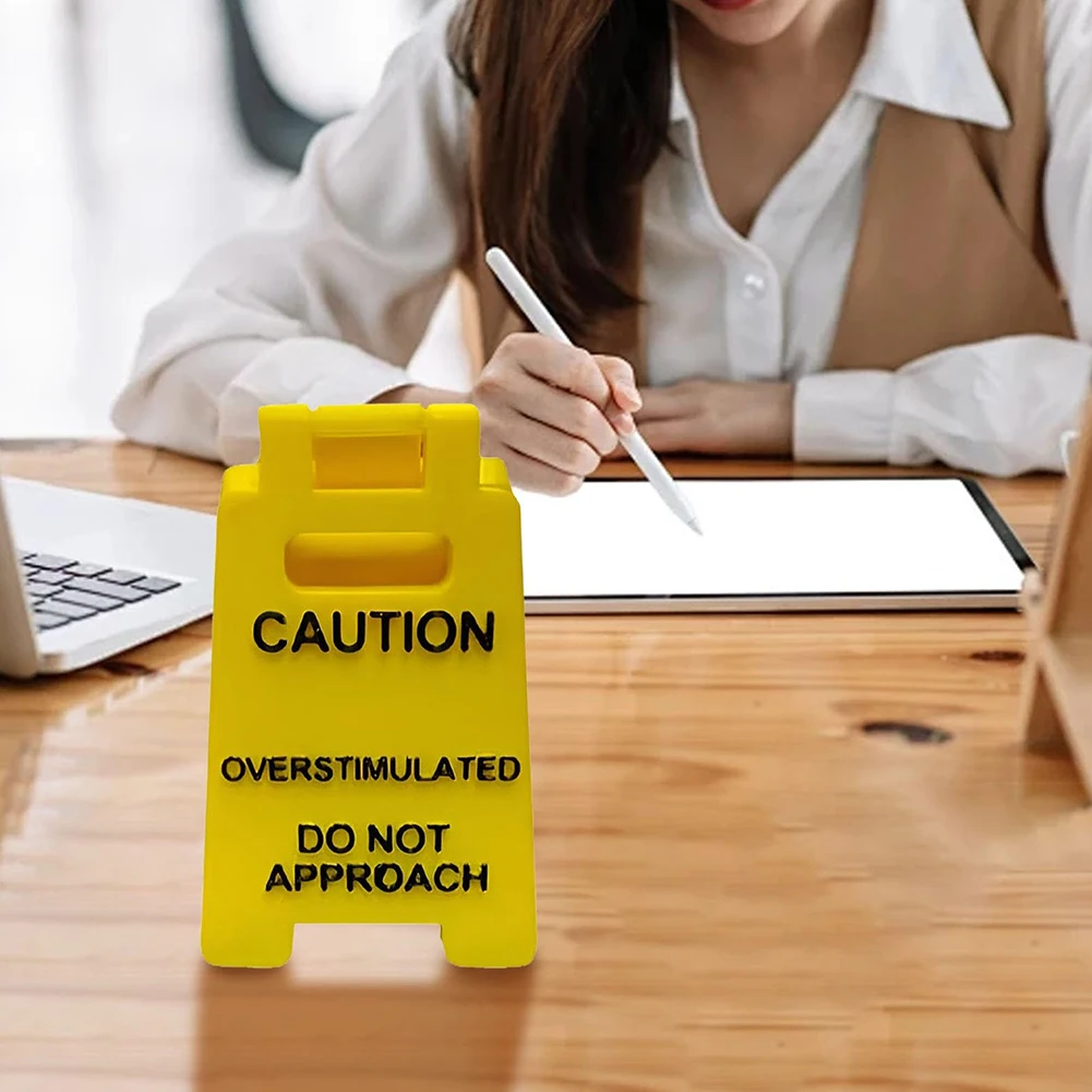 Caution Overstimulated Desk Sign Desk Caution Sign Funny Do Not Approach Table Sign Decorative 3D Printed for Coworker Teammate