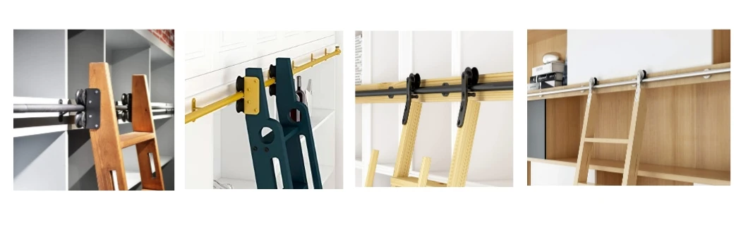 13FT(400cm) Retractable Sliding Library Hardware Kit No Ladder，Round Tube Rolling Ladder Track， Floor Roller with Brake
