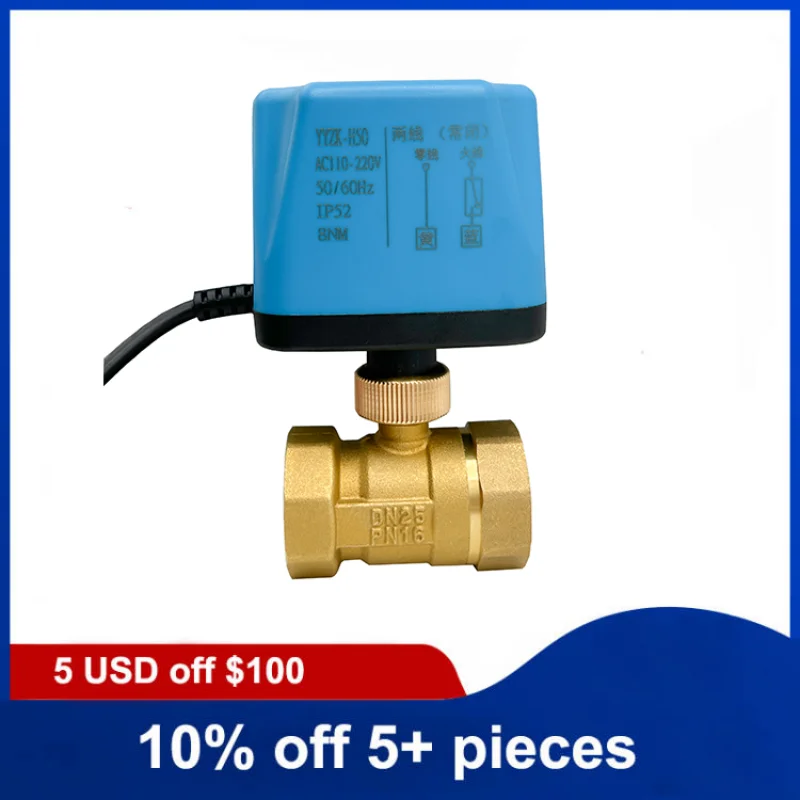 

1'' Two Way Brass Motorized Ball Valve Normally Closed Two Wire Control Electric Ball Valve