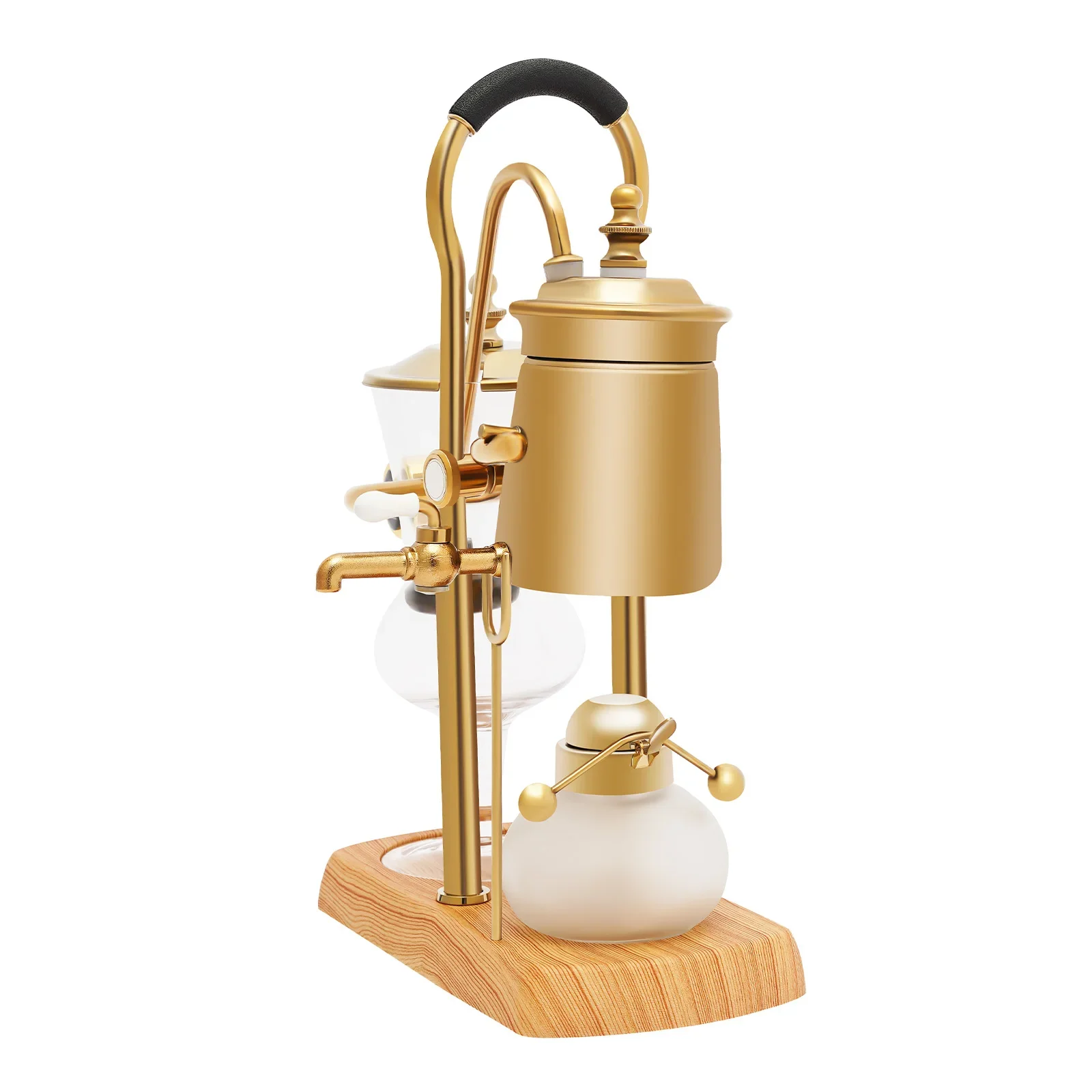 400 ml goldfarbene Siphon-Kaffeemaschine, manuell mit Alkoholbrenner, Kaffeekanne aus Borosilikatglas, Retro-Küchendekoration – Detail 5