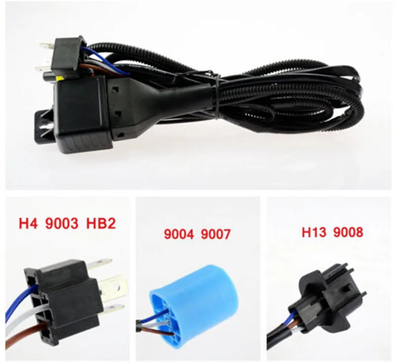 Rockeybright 35W 55W hid wire adapter extension cable H4 9003 h13 9004 9007 Car Headlight Retrofit hid bixenon projector lens