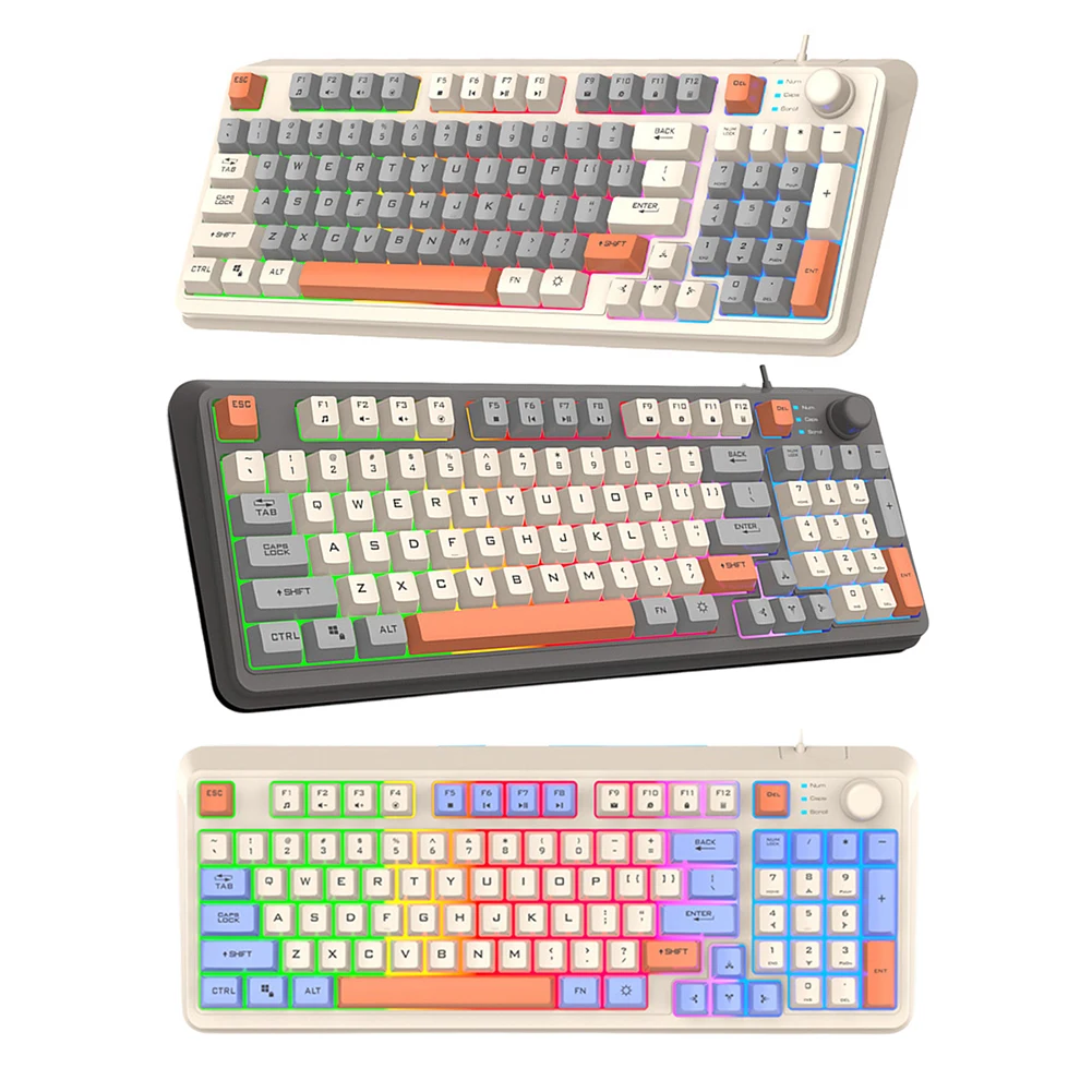 K82 Gaming Keyboard RGB Light Mechanical Keyboard USB Port Luminous Keyboard 94 Keys Wired Keypad for Notebook Laptop Desktop
