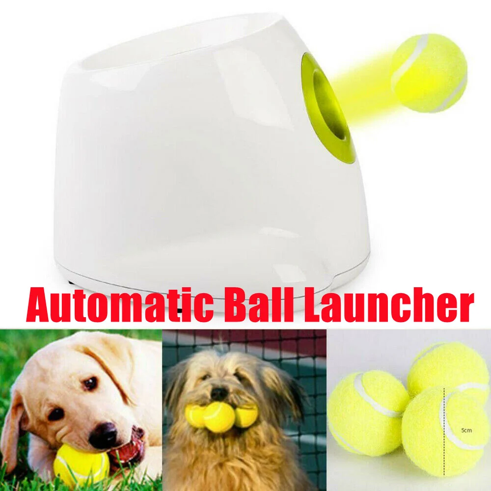 AFP - Lanzador automático de bolas para perros, lanzador de pelotas de  perro, máquina de pelotas de tenis, incluye 3 pelotas de tenis para perros