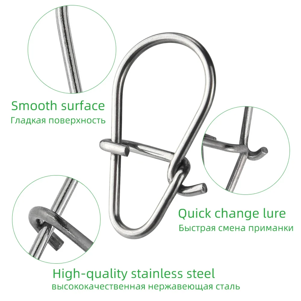 100Pcs Fishing Nice Hooked Snap Pin 304 Stainless Steel Rolling Swivel Lure Connector Fishing Tackle Accessories Fish Tool Fishing Connector