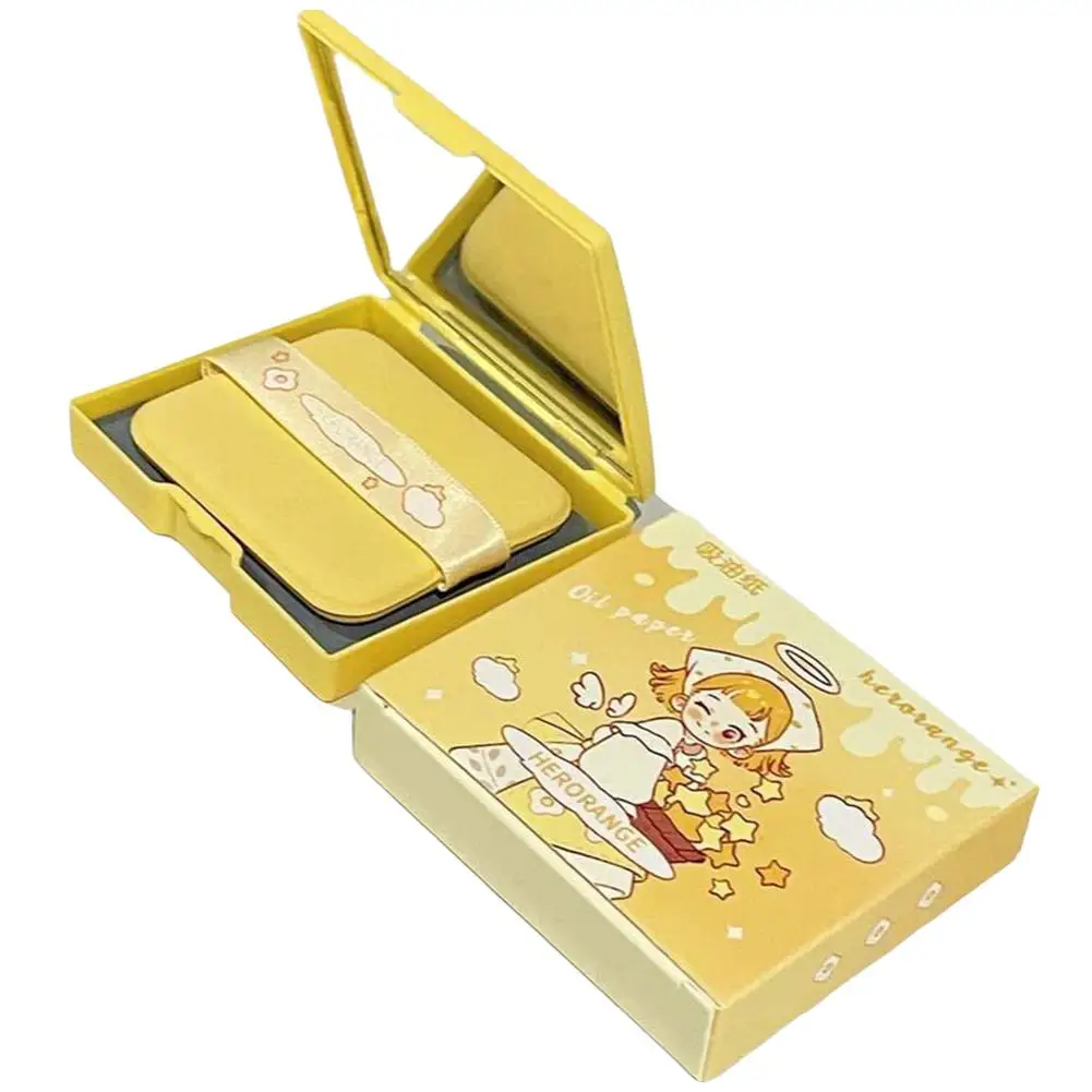 Description Picture 2 of item100Pcs/box Face Oil Blotting Paper Portable Makeup Puff Matting Wipes Oil Control Oil-absorbing Face Cleaning Tools with Mirror