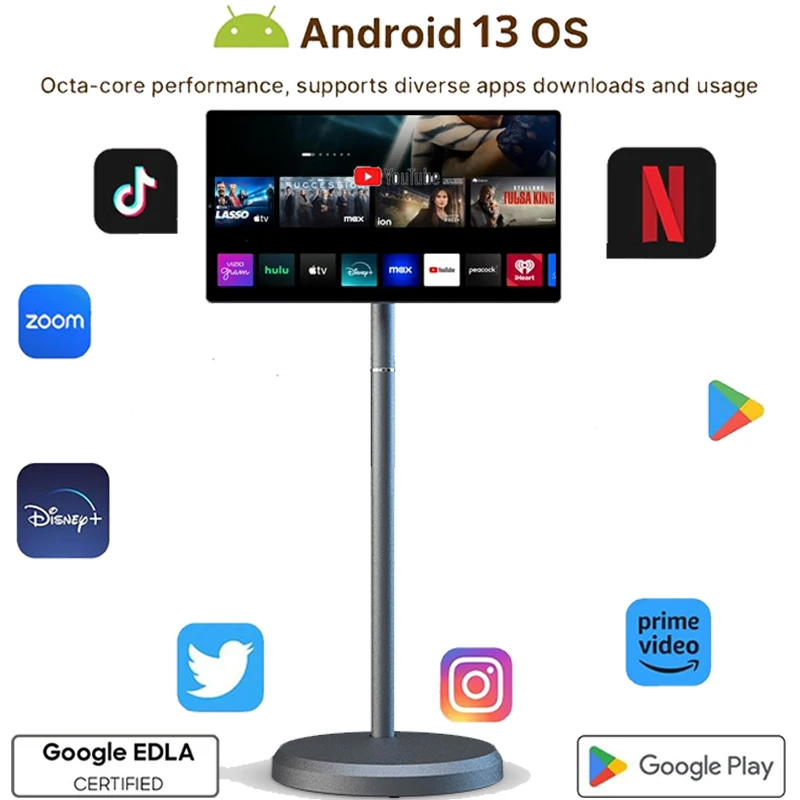 21.5 Inch Touch Display Portable Smart Touch Screen Mobile Tv Rotate Ips Screen Standing Android Tv Smart Televisor TV for Work
