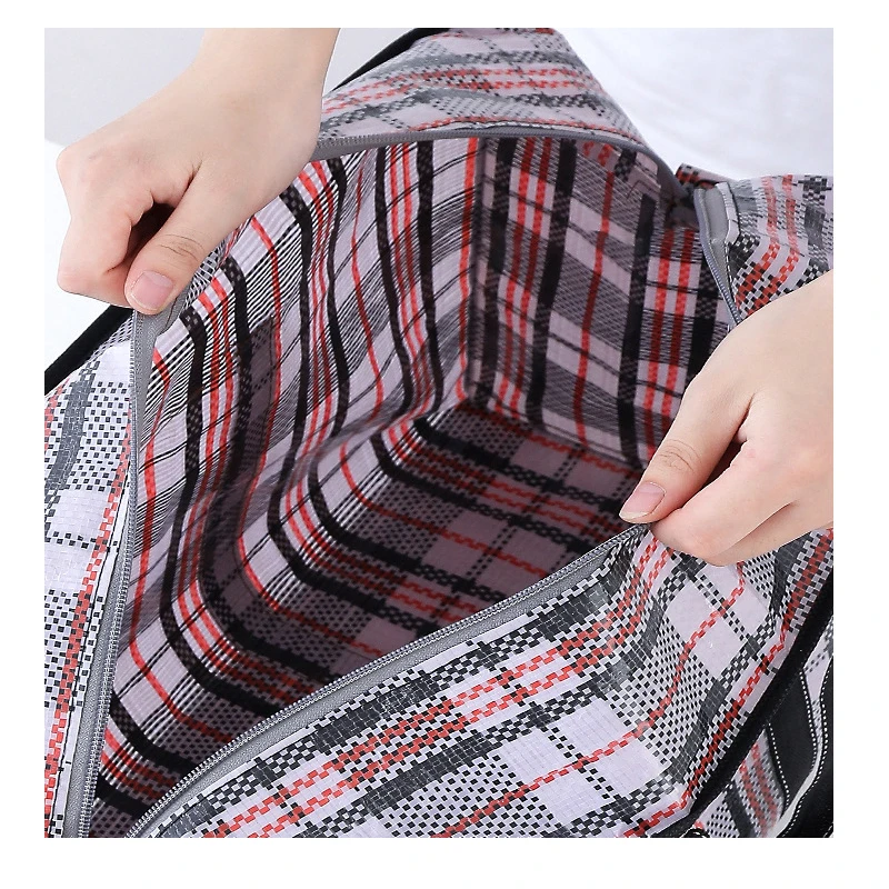 Stripe Woven Bag Large Capacity Storage Moving Bags Clothes Quilt Blanket Luggage Packing Package Zipper Tote Home Organizer 3