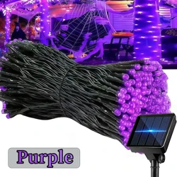 Solar Powered LED String Lights - 8 Modes, Waterproof Outdoor Decorative Lighting for Garden, Patio, and Events (Purple)