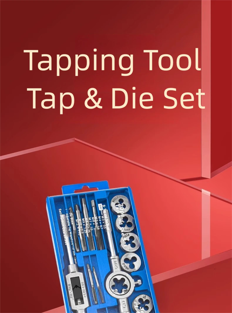 Hand Tap and Die Set with Handle for Thread Repair Rethreading Screws Combination Tool Kit Manual Socket Wrench Thread Repair