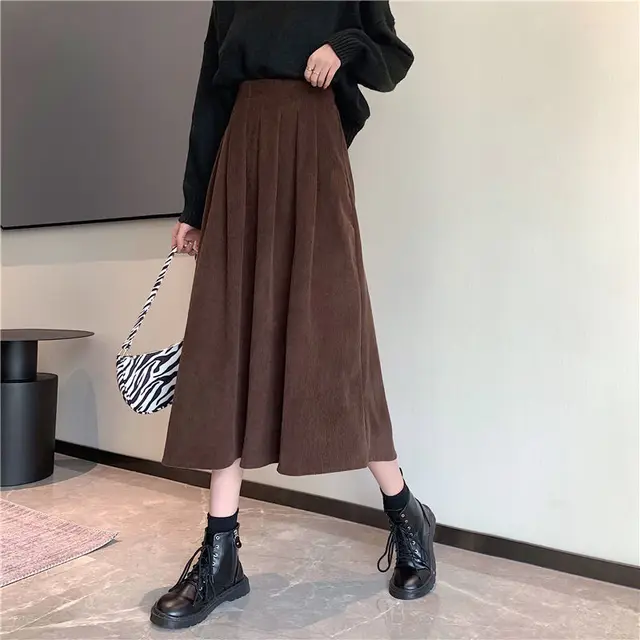 【BAON】24FW★ [BAONHAUS] Kennen shirring corduroy midi SK BAON】24FW☆ [BAONHAUS] Kennen shirring corduroy midi SK