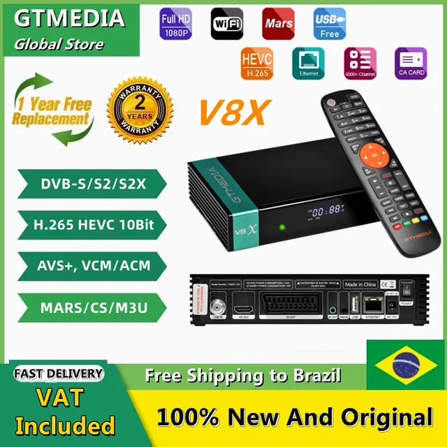 GTMEDIA V8X DVB-S/S2/S2X satellite receiver, Built in 2.4G WIFI  VCM/ACM/multi stream BISS auto roll CA card V8X supports Mars