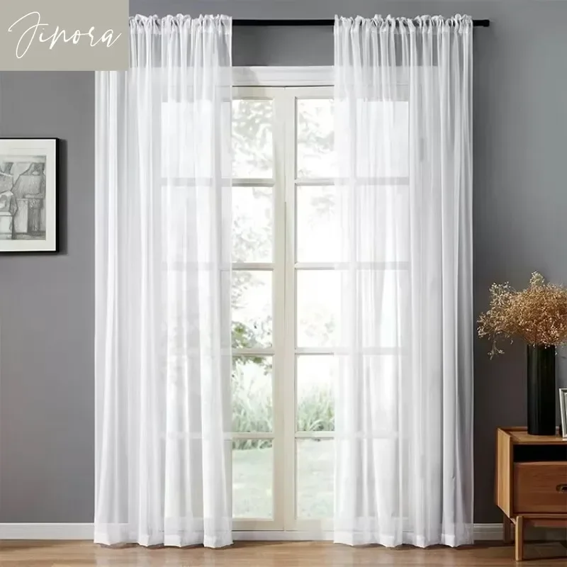 Linen Sheer Window Curtains for Living Room Bedroom Solid White Tulle Yarn Window Drape Decoration Custom sheer curtains
