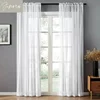 Linen White Sheer Window Curtains for Living Room Bedroom Solid White Tulle High Quality Yarn Window Drape Decoration Custom 1