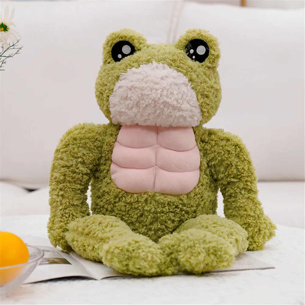 35cm Creative Strong Frog Plush Toy Stuffed Animal Kawaii Soft Muscle Frog  Doll Cute Plushies Christmas Gift for Child Kids