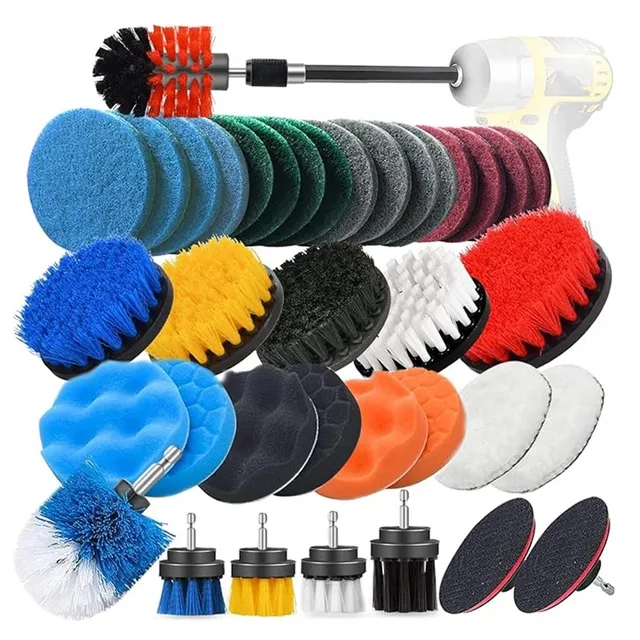 Juego de cepillos de limpieza multiusos para carro, herramienta de fijación de taladro eléctrico, cepillo de depurador eléctrico, pulidor de coche, Kit de cepillos para Detalles