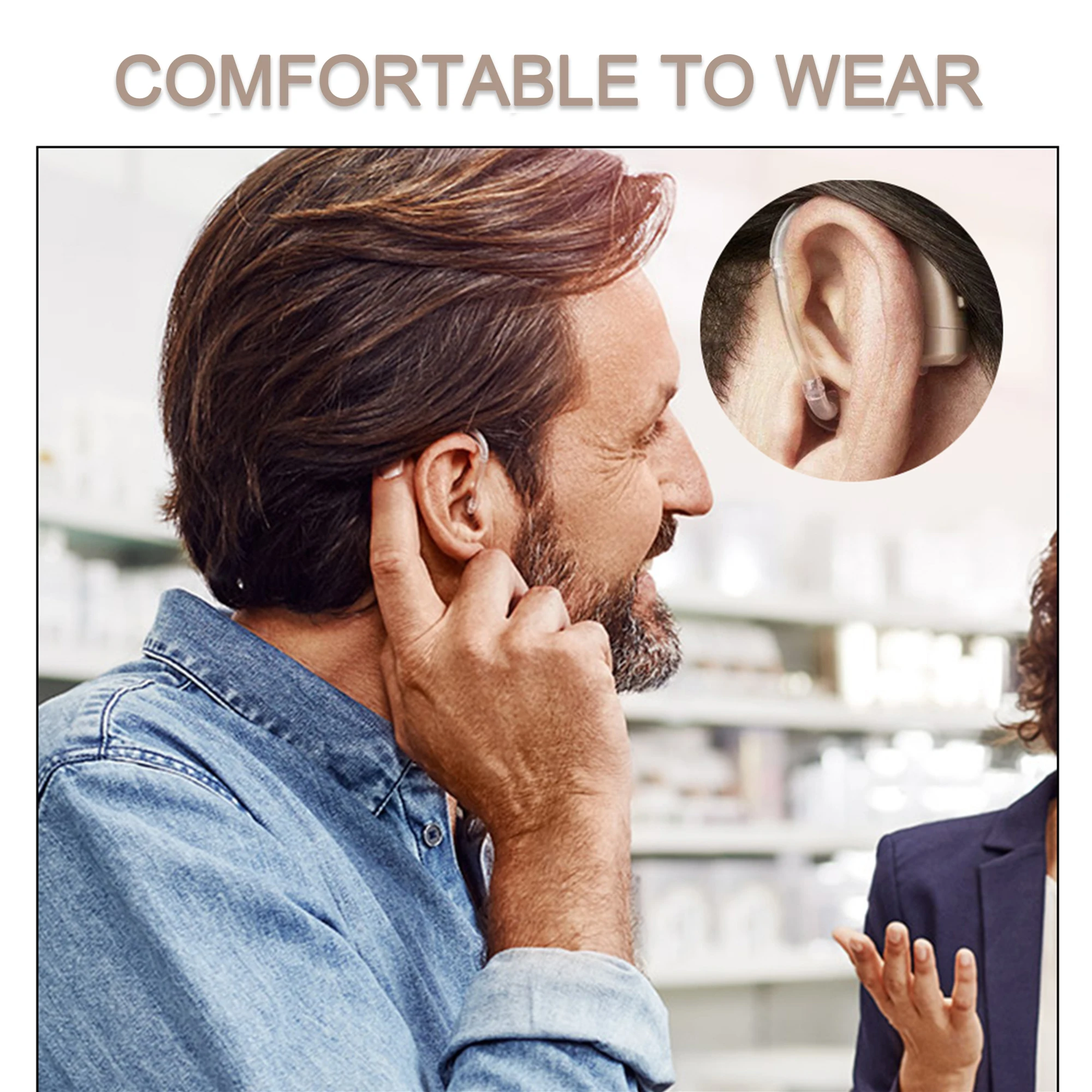 2025 Digital Hearing Aids BTE Adjustable Tone Sound Amplifier Portable Deaf Elderly digital Hearing Aid hearing aid