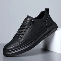 2025 New Solid Color Board Shoes for Men Spring Autumn Fashion Leather Casual Shoes Male Black New Designer Sneakers Man