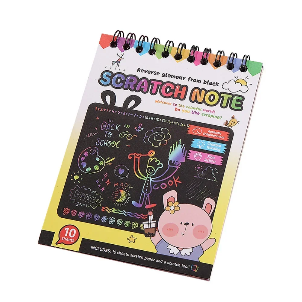 Scratch Art Coloring Book with Stick Pen for Kids Drawing Toys