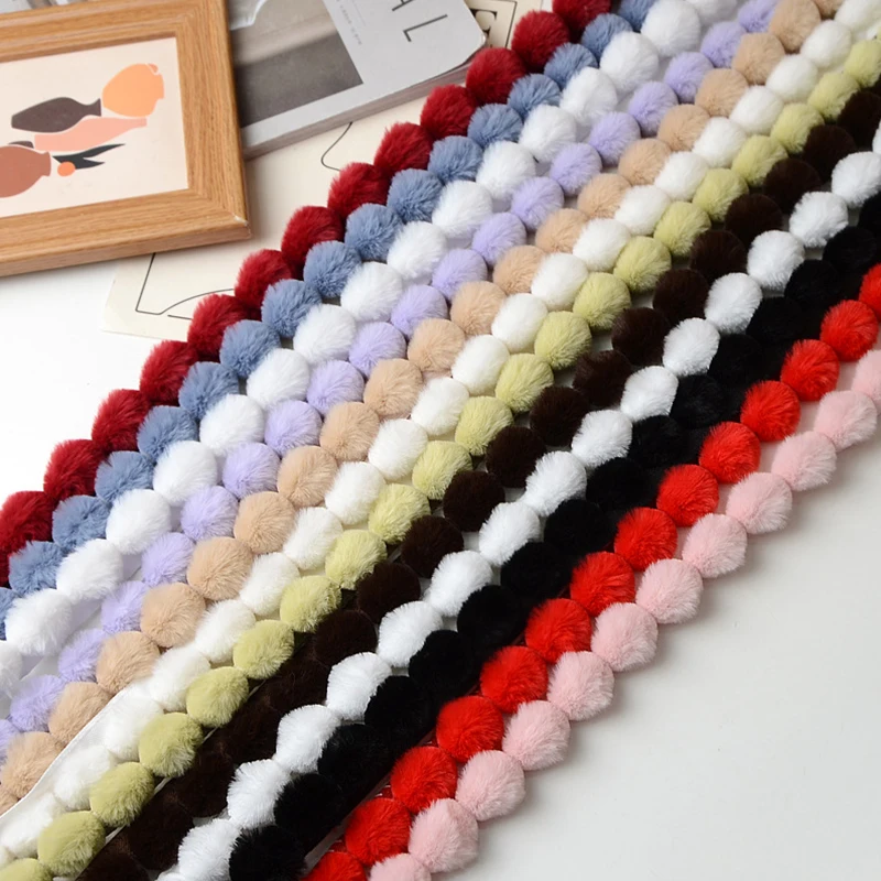 Faux Fur Ball Shape Fur Ribbon Crafts Sewing Trimming DIY Costume Edge Ribbon Furry Fluffy Sewing Craft Scarf Collar Tapes 1M