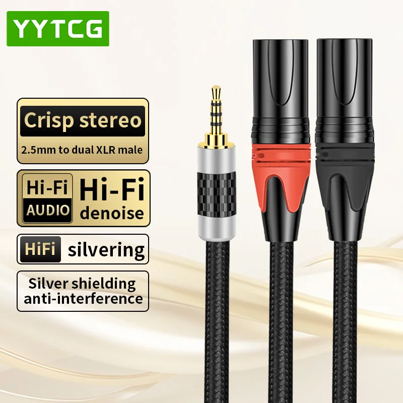 

Hifi 2.5mm to 2XLR Cable High Quality OFC Silver Plating 2.5mm TRRS Balanced to 2 XLR Cable for Sound Systems Amplifiers