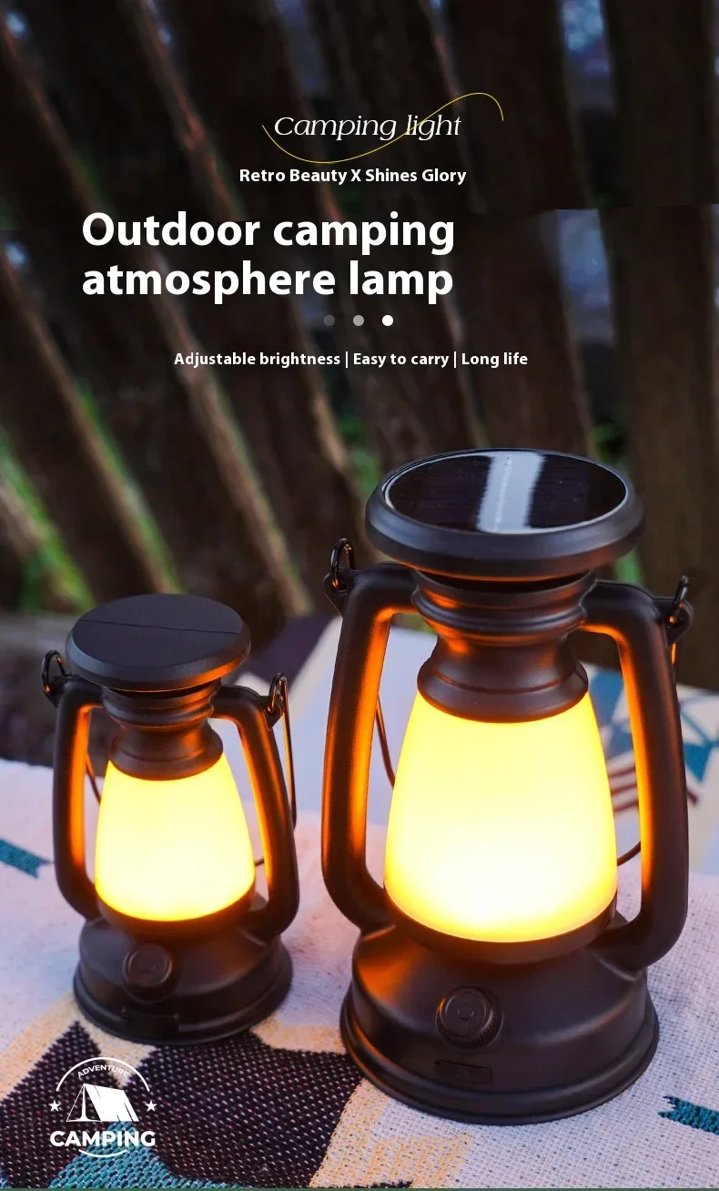 Description Picture 2 of itemRetro Solar Camping Lights USB Rechargeable LED Portable Lantern Waterproof Outdoor Hanging Emergency Tent Atmosphere Horse Lamp