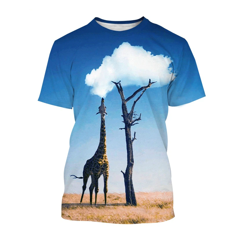 Giraffe Shirt Animal Graphic Tshirt for Women Casual Short Sleeve