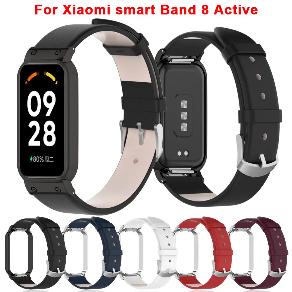 Elegant Leather Bracelet Band with Case for Smartwatch - Unisex Wrist Strap and Protector