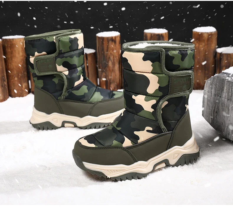 Size 26 38 Children Boy Winter Snow Boots Plus Velvet Warm Cotton