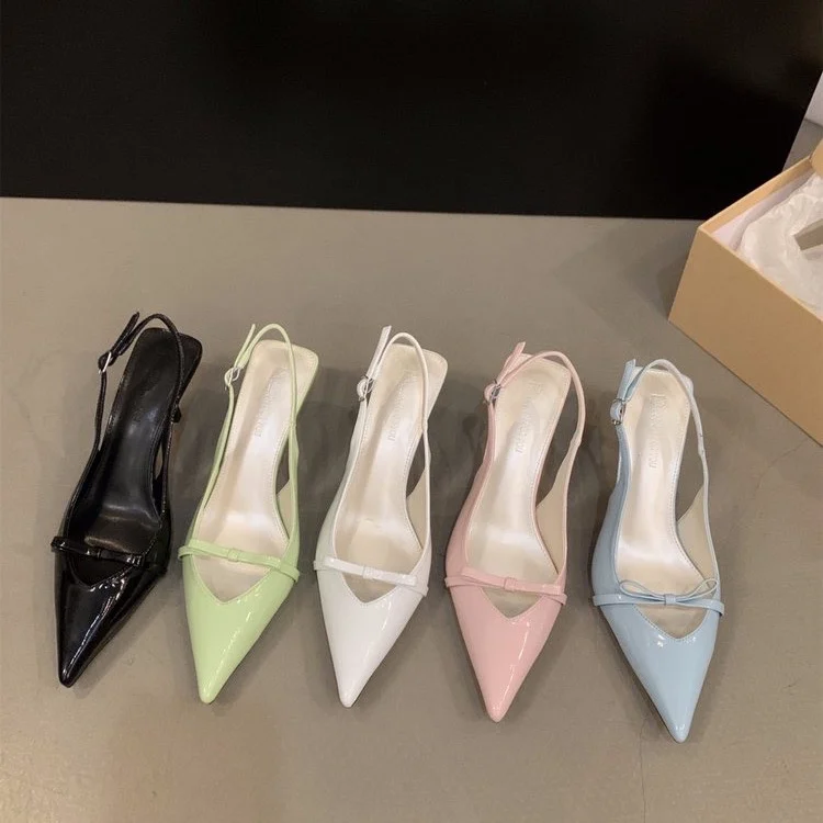 Luxury Designer Slingback Ankle Strap Buckle High Heel Shoes Stiletto Heel Pointed Toe Dress Pumps Women Shallow Sandalias women slingback sandals women high heels shoes women dress shoes