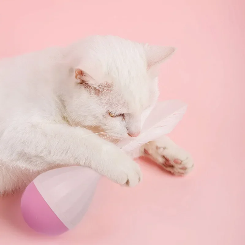 Cat Toy Tumbler Feather Teaser Toys For Cats Pet Playing Scratch Kitten Puzzle Interactive Toys Pet Cat Rolling