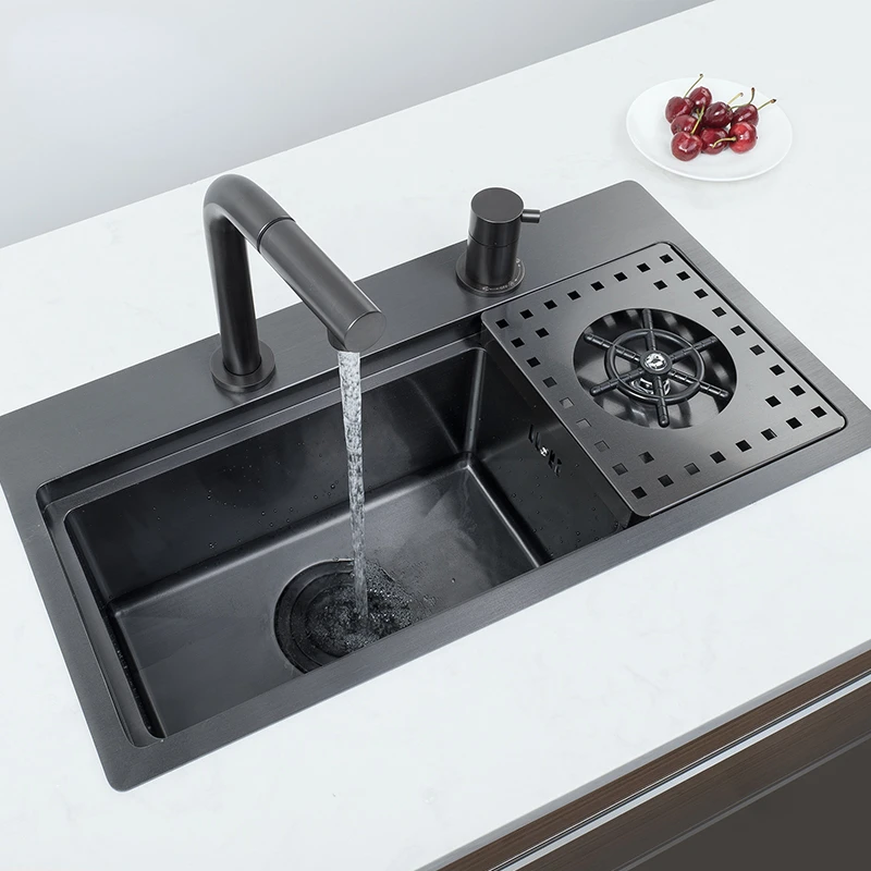 Nanometer Black Stainless Steel Sink for Cup Wash with Single Tank under the Bar Counter Kitchen Island 3