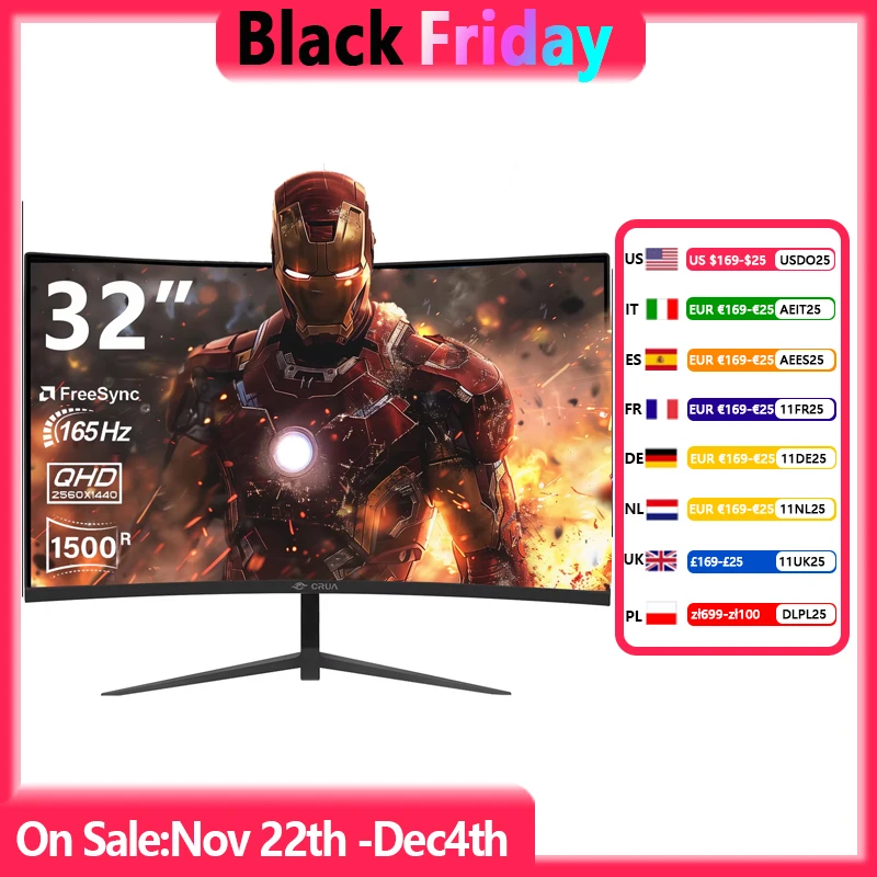 湾曲したゲーミングモニター,2560x1440p,1500r,165hz vaパネル