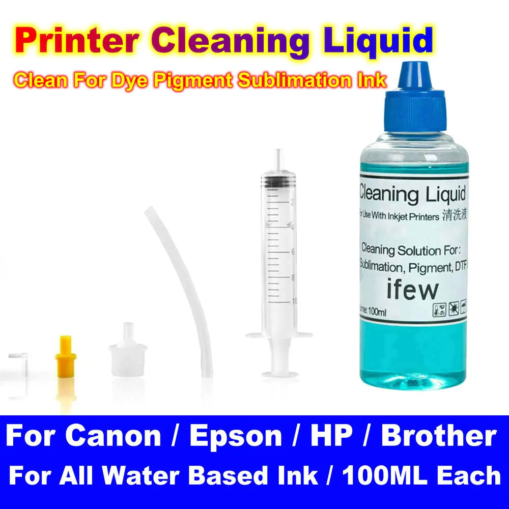 Printer Head Cleaner 100ML Inkjet Printer Head Cleaning Kit Compatible With Epson Hp Brother Canon Nozzle & Printhead Cleaner for Printers Head Clean