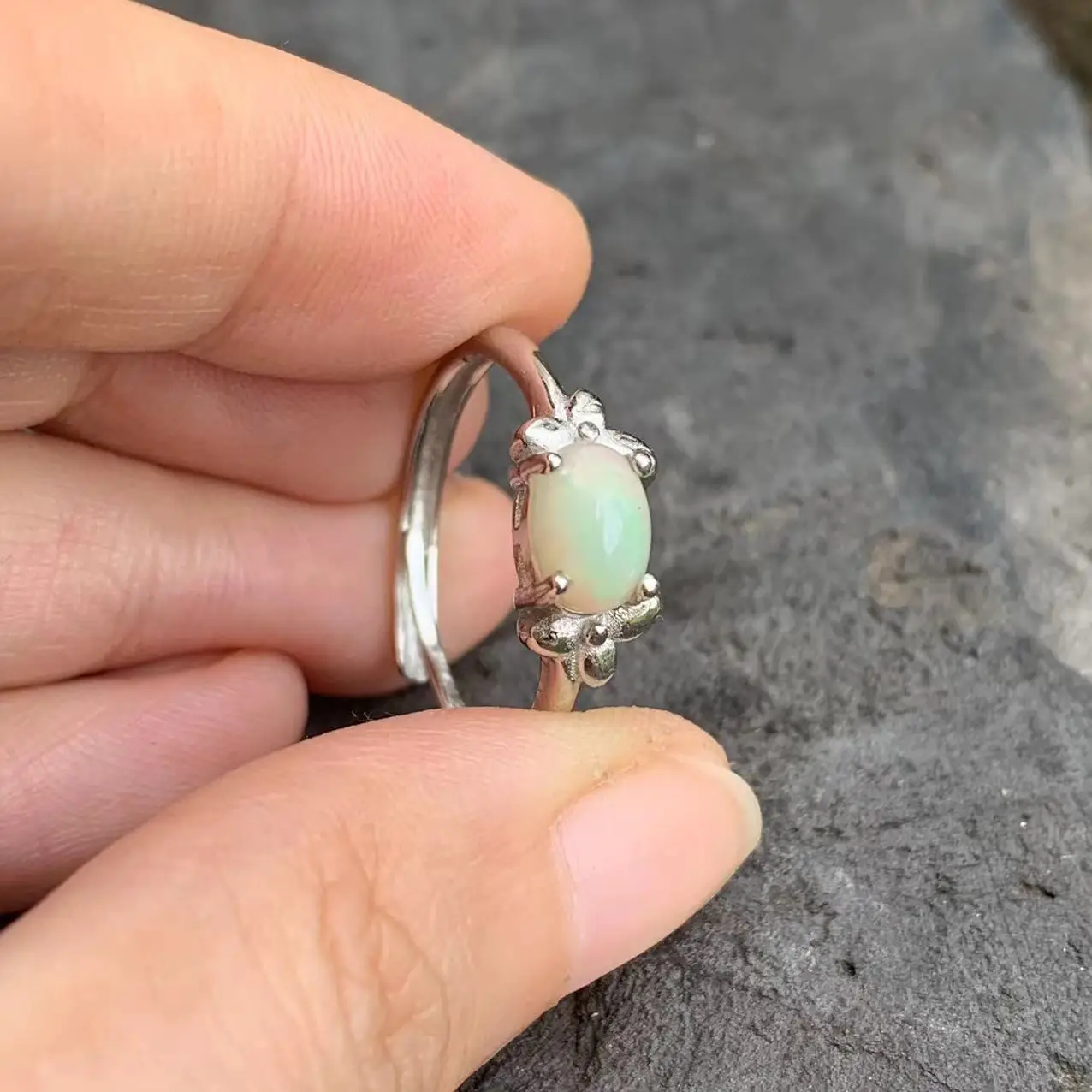Natural Opal Ring Stone Female Handmade Rings Jewelry for