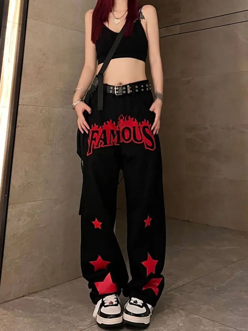 New American Style Jeans Women's High Waist Slimming Trendy All-match Loose Meat Covering Straight Leg Wide Leg Casual Trousers