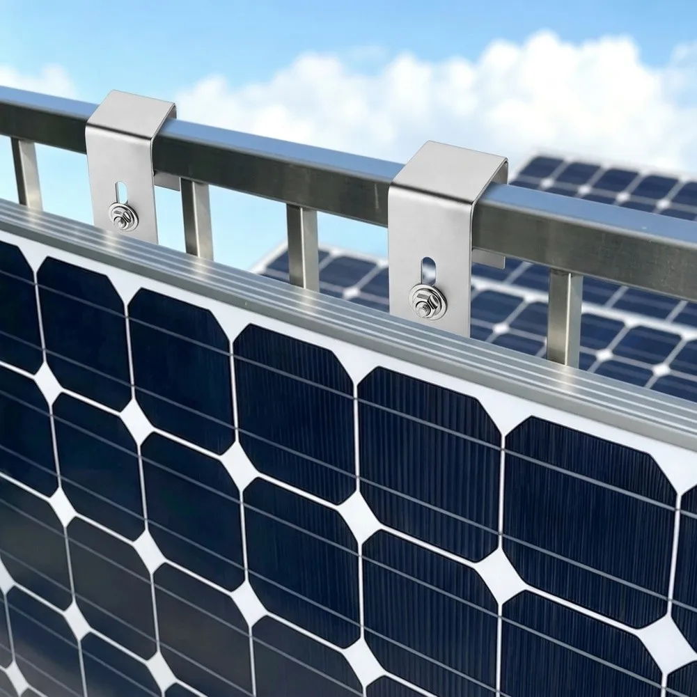 Everything Is Solar 4-Pcs Solar Panel Hooks For Balcony Railing Mounts Adjustable PV Brackets Fit 5cm Rail Weatherproof Kit For Home RV Boat Flat - Image 2