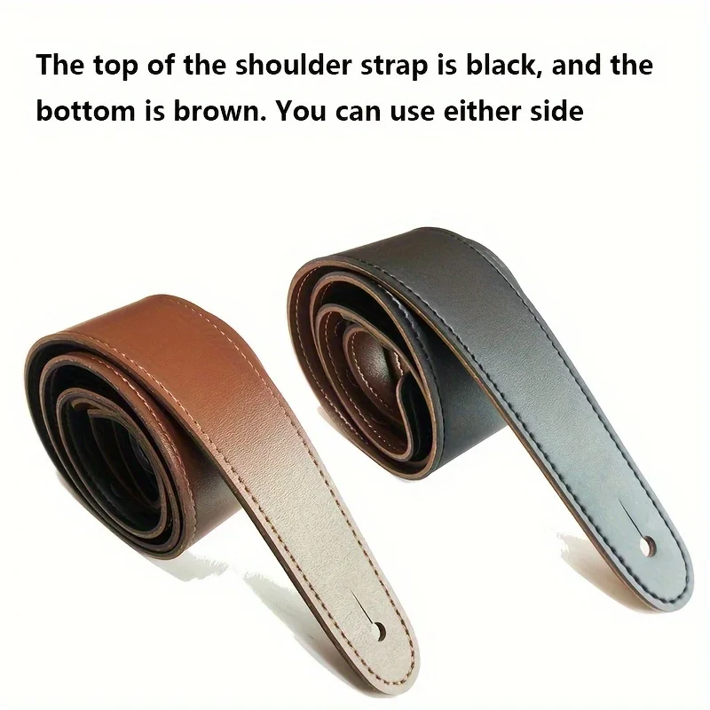 Premium Adjustable Double-Sided Leather Guitar Strap, 2.36 Wide, 46.47 to 53.54 Length Range