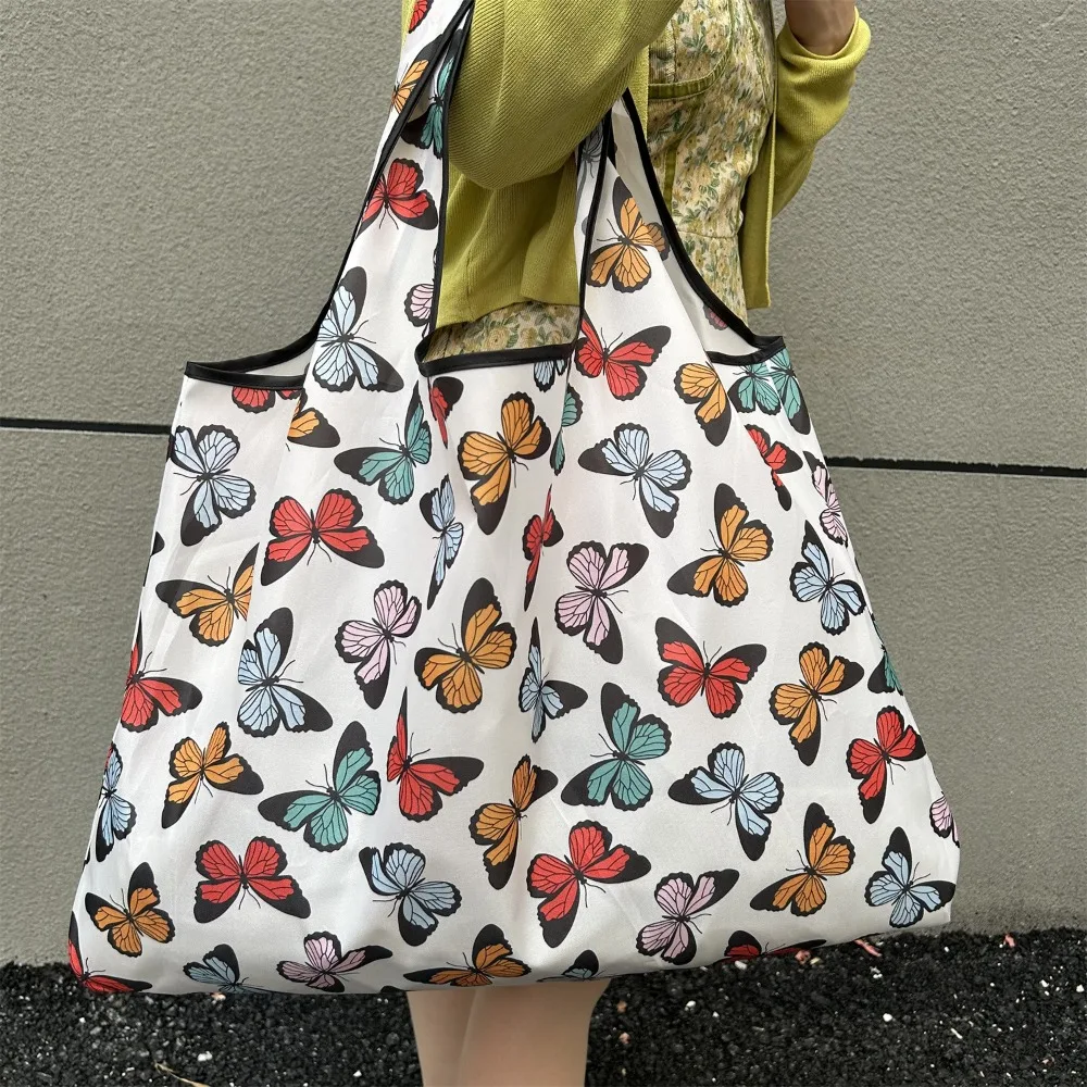 Borsa Tote con Stampa di Farfalle Colorate per Donne, Grande Borsa Riutilizzabile per la Spesa, Borsa a Tracolla Estetica e Carina per il Pendolarismo Quotidiano e i Viaggi - immagine 3