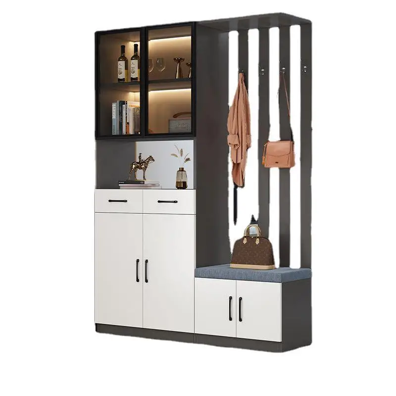 

Simple and luxurious solid wood living room, wine cabinet, screen partition, entrance hall, entrance foyer, shoe cabinet